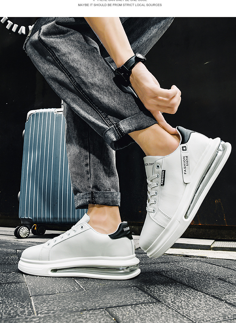 Primavera/estate Little White Versatile per studenti, suola spessa da uomo con cuscino d'aria, scarpe da ginnastica alte con punta tonda, casual_voghion.com