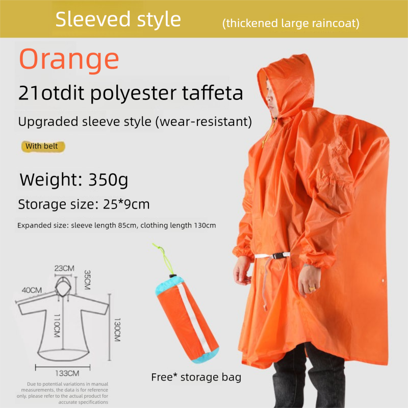 Płaszcz przeciwdeszczowy na wędrówki, podróżny, z grubej tafty poliestrowej, wielofunkcyjny, 3 w 1, ultralekki, trekkingowy_voghion.com