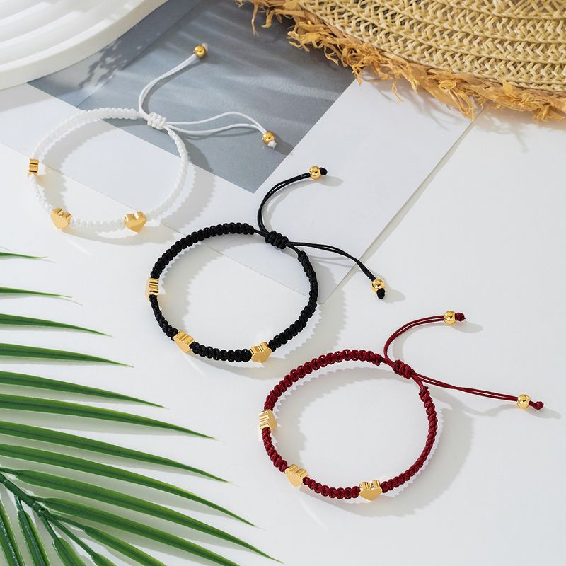 3 braccialetti da donna intrecciati colorati con cuore in metallo per San Valentino, alla moda e di personalità_voghion.com