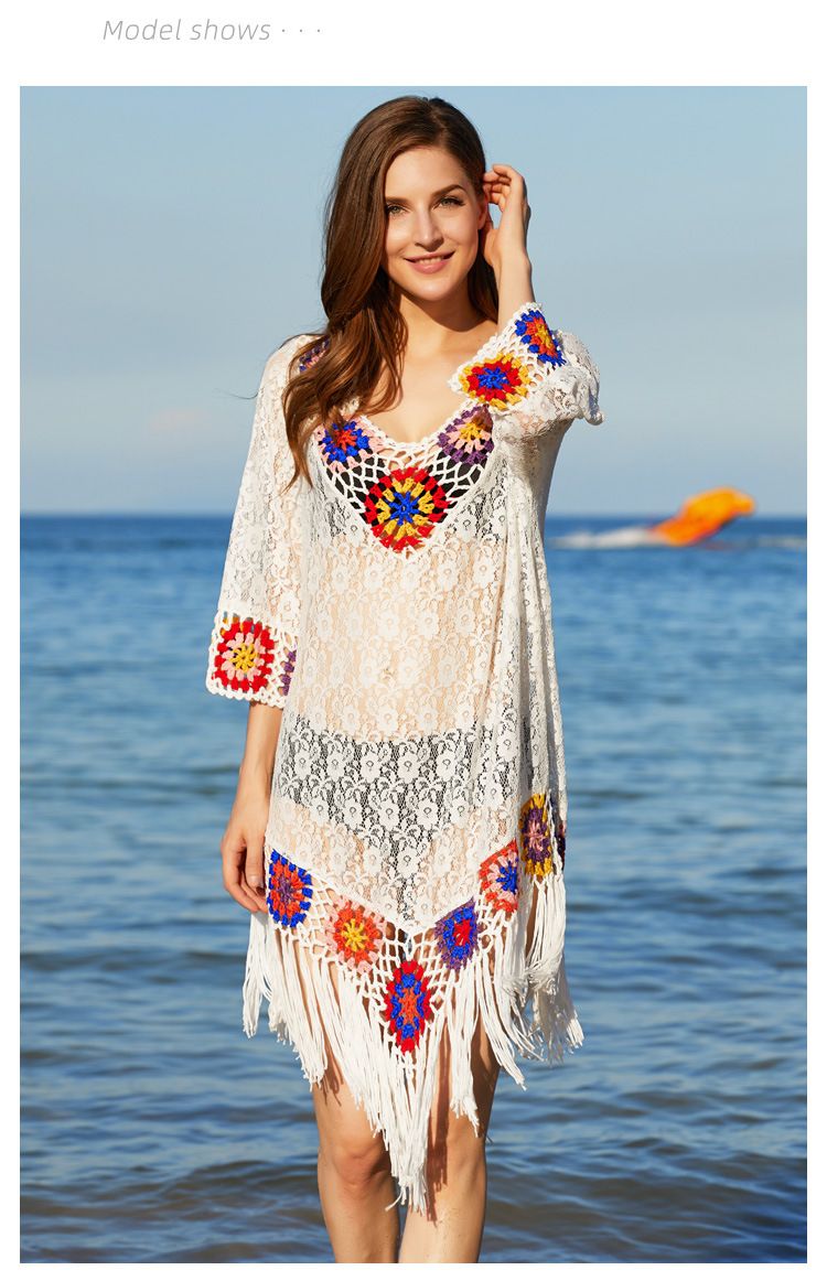 Sonnenschutz-Überwurfkleid für den Strandurlaub in Übergröße für Damen_voghion.com