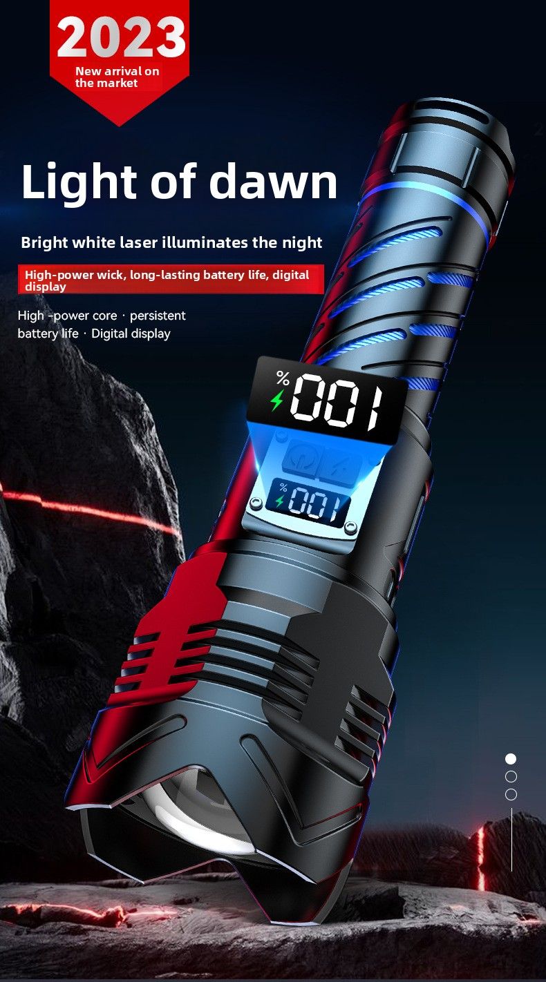 Nuovo display digitale aggiornato, luce forte, ricaricabile, ultra luminoso, doppia modalità, per esterni, speciale telescopico_voghion.com