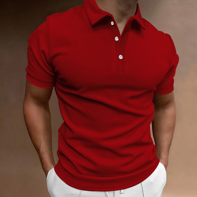 Camicia estiva 2023 T-shirt tinta unita a maniche corte con collo a polo, vestibilità casual, top 4XL da uomo_voghion.com