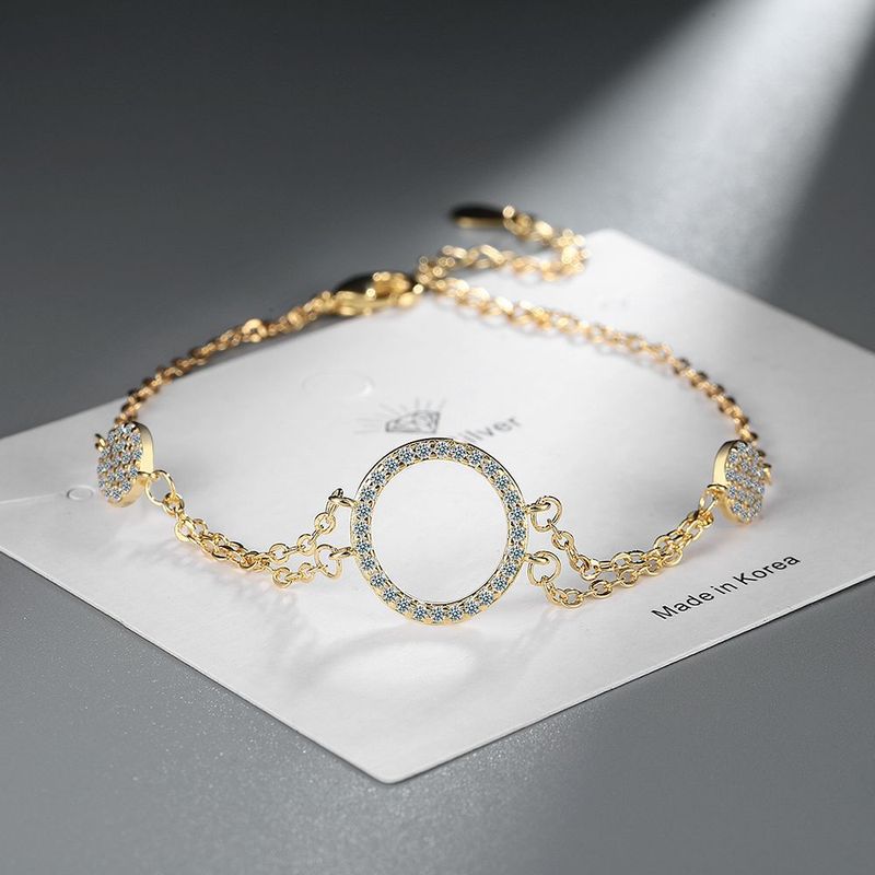 Bracciale con diamanti intarsiati in zircone per donna, moda coreana, lusso leggero, temperamento di nicchia, catena a doppio strato, gioielli circolari_voghion.com