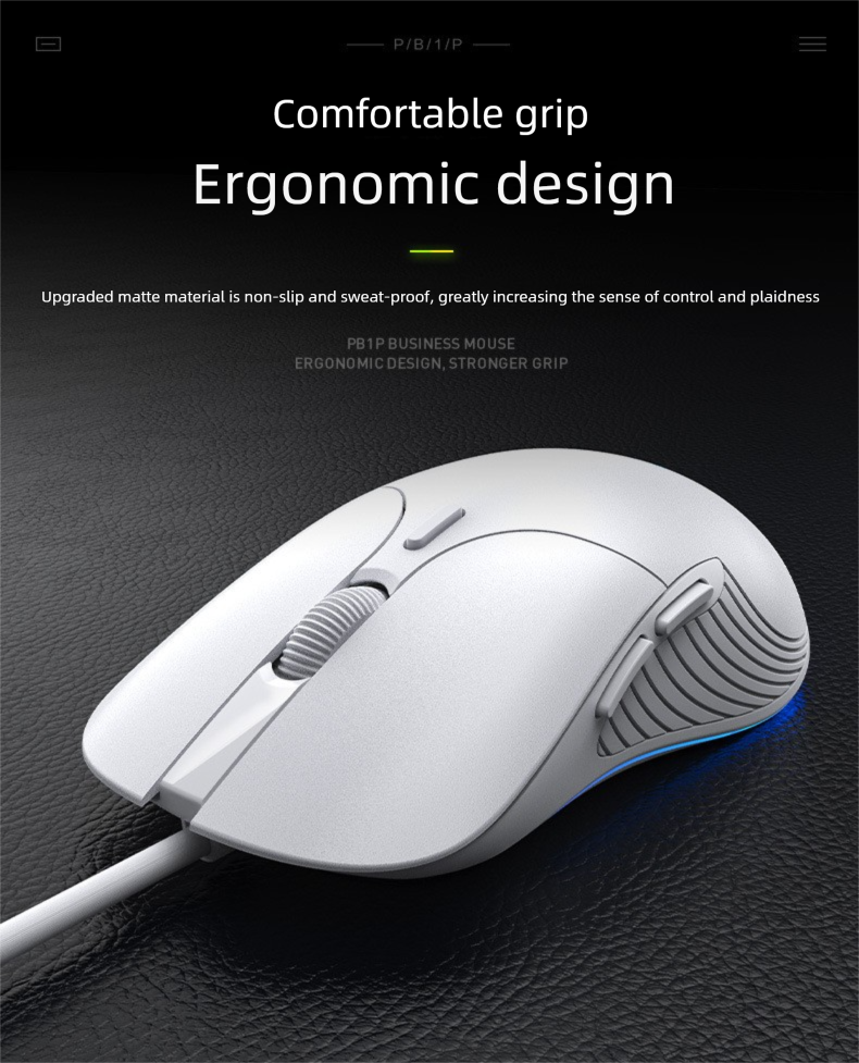 Souris filaire de bureau/gaming Inphic silencieuse à 6 boutons, programmable en macro, 8800 DPI, rétroéclairée, B1_voghion.com