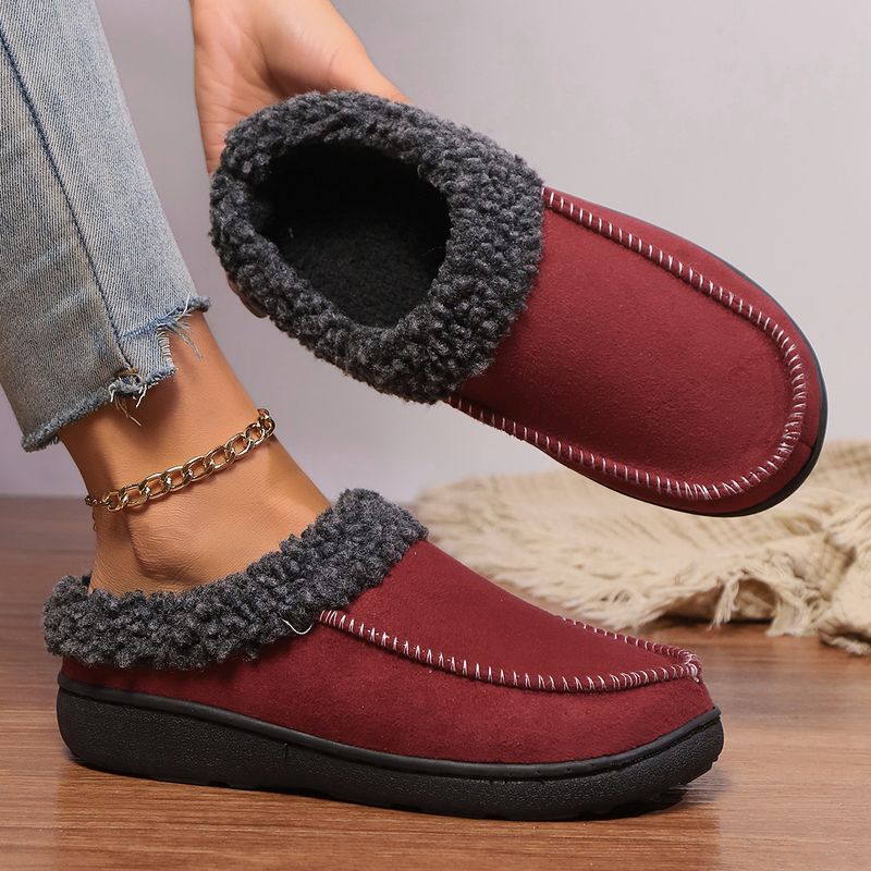 Women's Shoes Warm Suede Thick Autumn And Winter Indoor Half Covered With Home Cotton Slippers To Keep Warm In Winter_voghion.com