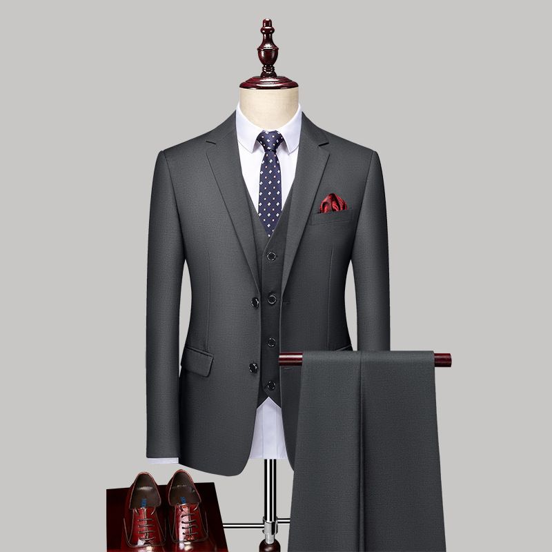 CT Men's Business Casual Wedding Solid Color Slim Fit Two-Button Professional Formal Small Suit Three-Piece Set_voghion.com