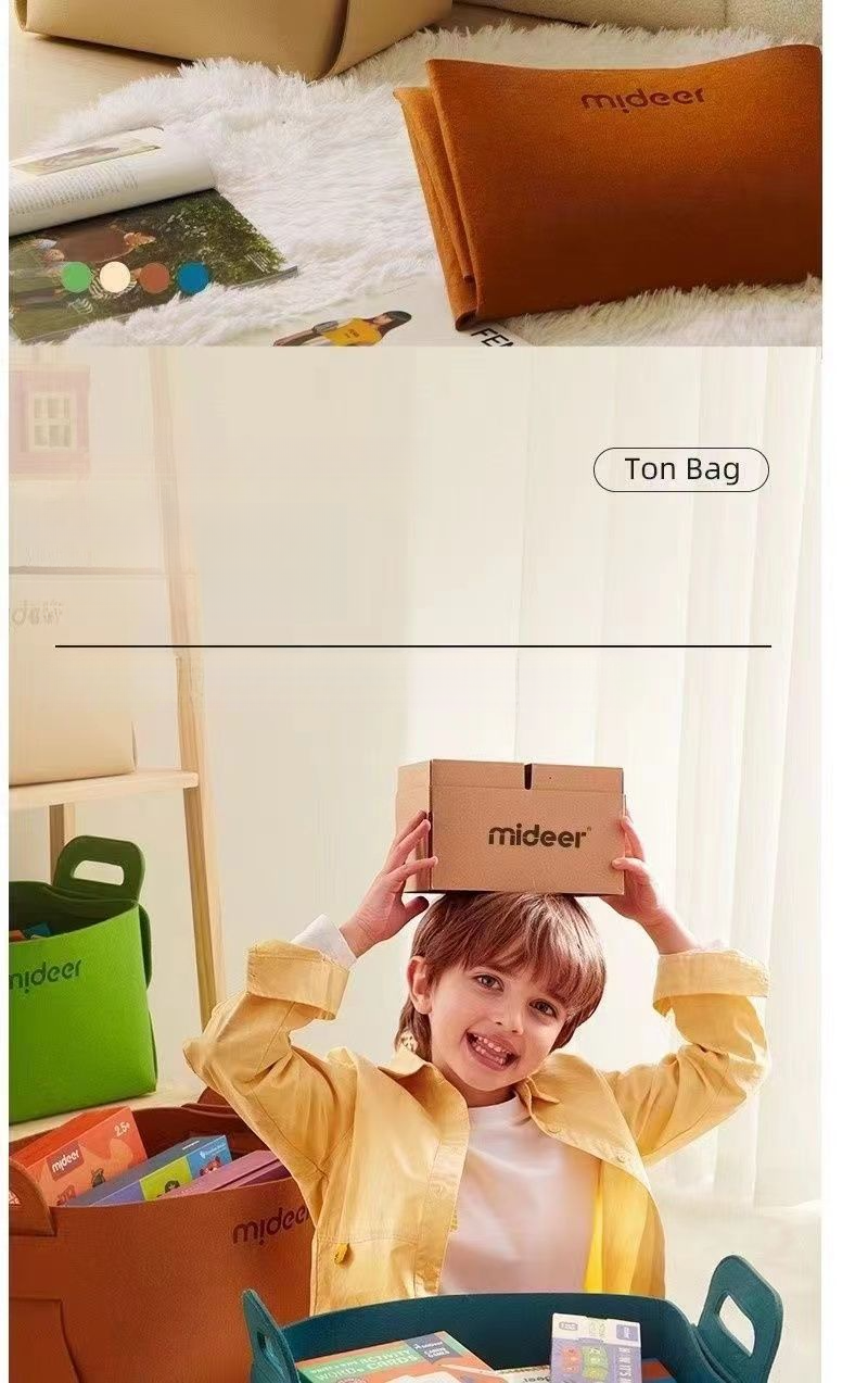 Mideer Basket Large Capacity Wool Felt Storage Bin Miscellaneous Organizer Children's Toys Foldable Bag For Home Use_voghion.com