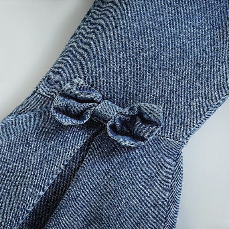 Children's Clothing New Girls' Denim Suits Fashionable Long Sleeved Jackets And Flared Pants_voghion.com