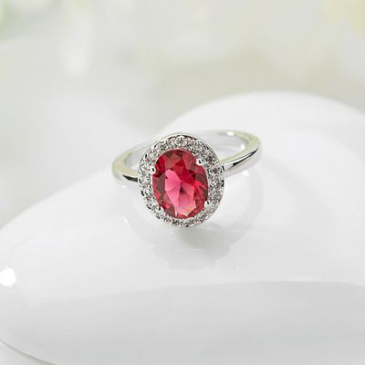 Simulated Pink Tourmaline For Women Live New Elegant Colorful Diamond Oval Zircon Ring_voghion.com