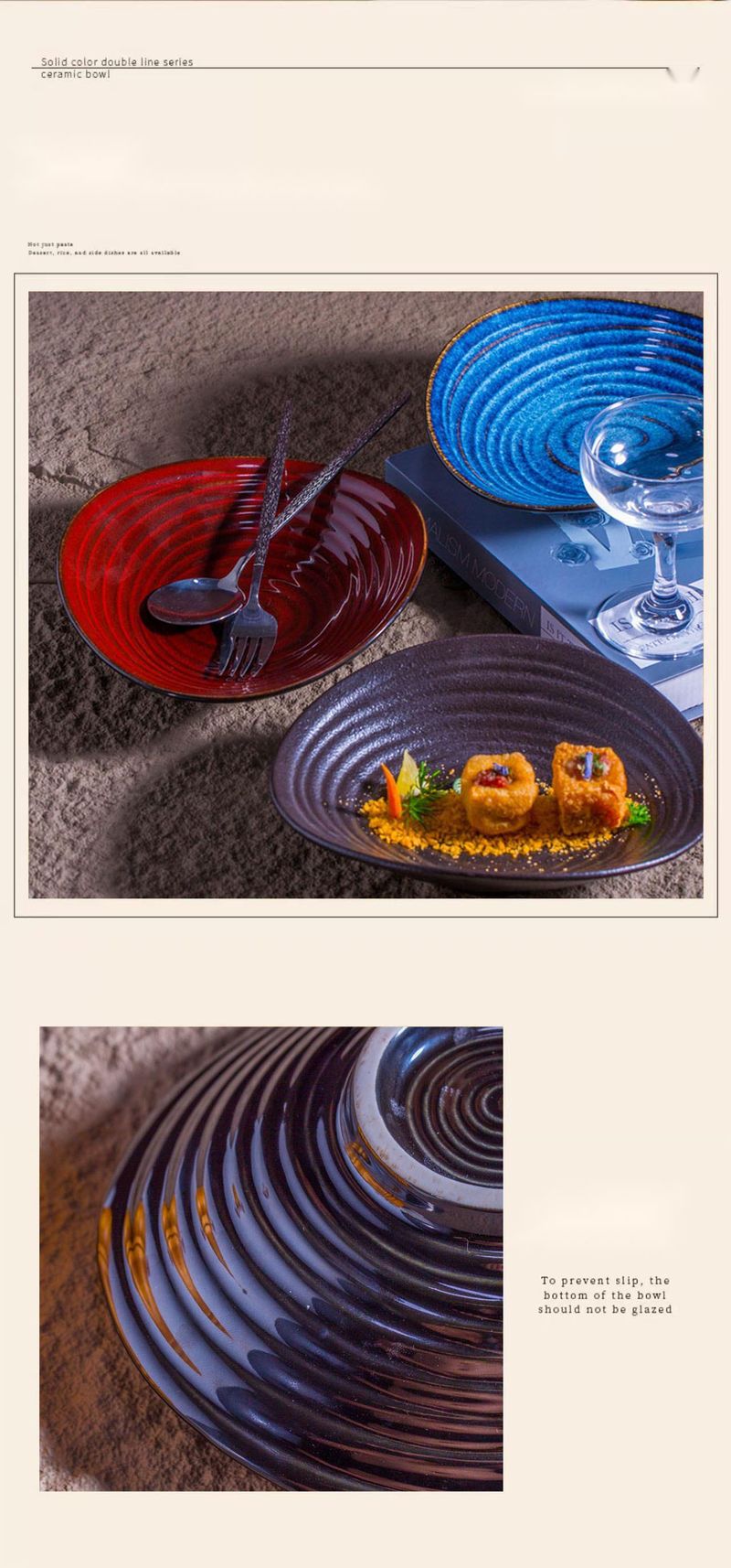 Kiln Change Ribbed Deep High-end Tableware Creative Salad Bowl Ceramic Western Pasta Plate Commercial Use_voghion.com