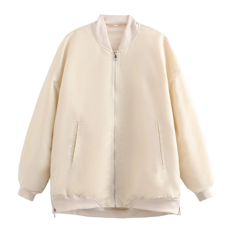 Women's plus-size bomber loose biker jacket_voghion.com