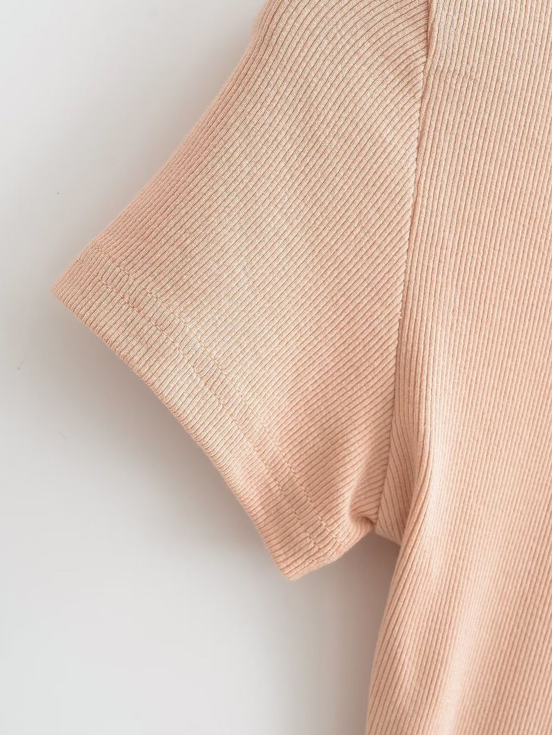 Spring New Women's Round Neck Pullover Slim Fit T-shirt Top C76179_voghion.com