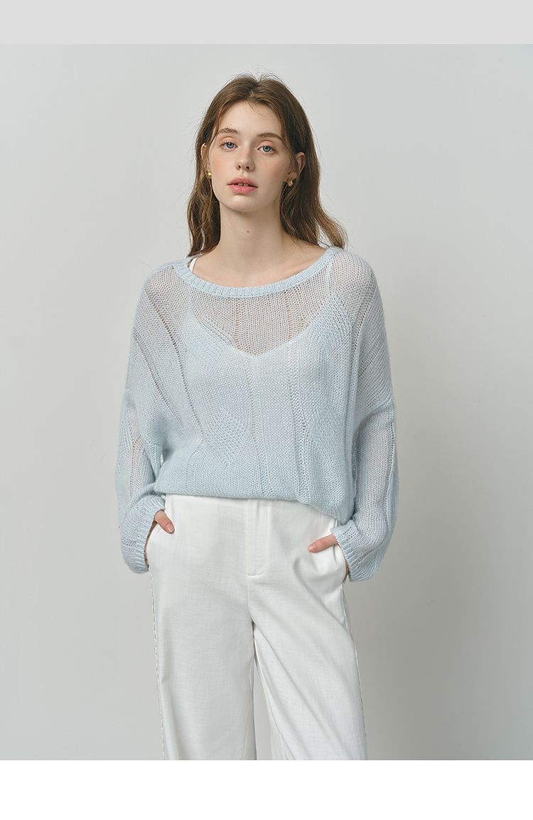 Maglione pullover largo in maglia francese pigra in lana di alpaca 2025 autunno_voghion.com