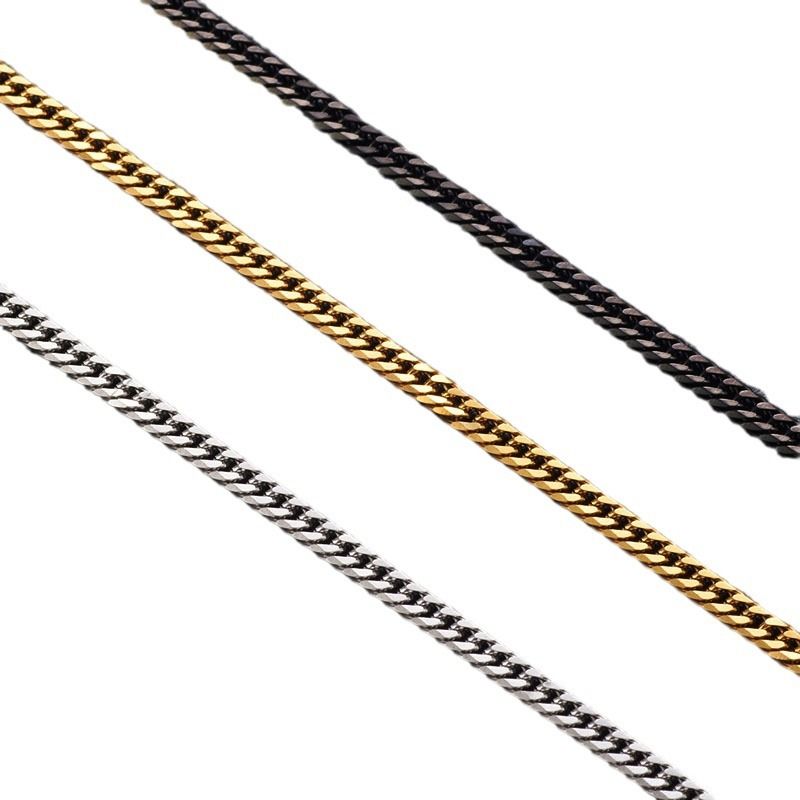 Titanium Cuban Six-Face Polished Necklace Bai Baihe Same Style Stainless Steel Men's Chain_voghion.com