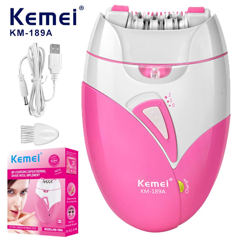 KM-189A USB ricaricabile donne elettrico depilatore femminile epilatore viso depilazione gambe depilatorio_voghion.com