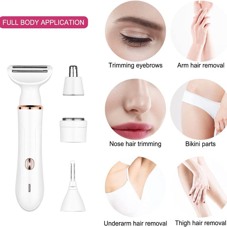 4-in-1-Multifunktions-USB-Elektro-Augenbrauentrimmer für Damen, Lippenstift-Haarentferner, Intimrasierer_voghion.com