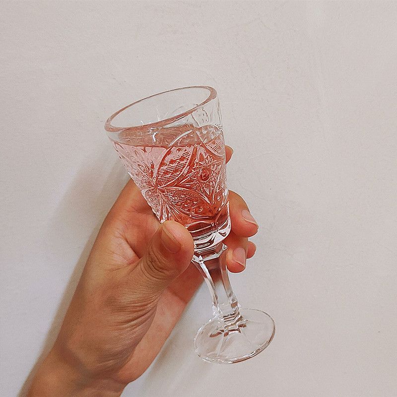 Goblet Ins Cocktail Simple White Red Wine Cup Cold Drink Embossed Liquor Champagne Glass_voghion.com