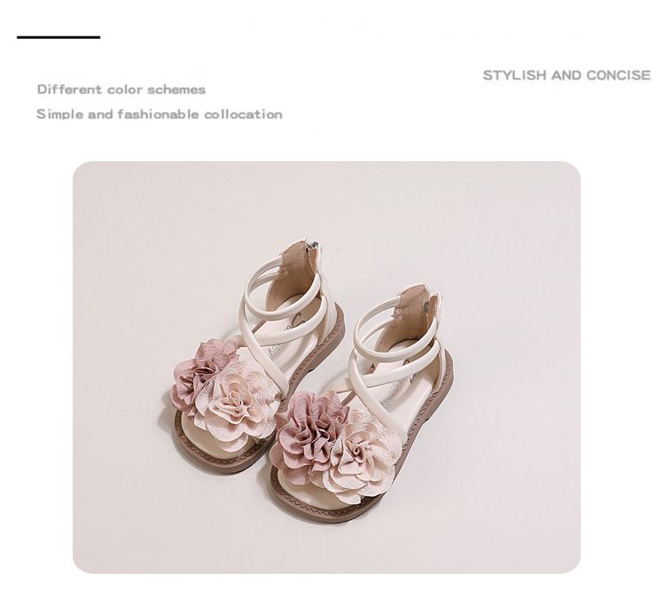 Sandale pentru fete transfrontaliere pentru mame și copii, vara 2024, pantofi noi pentru copii, prințesă cu flori, sandale romane pentru fetițe_voghion.com