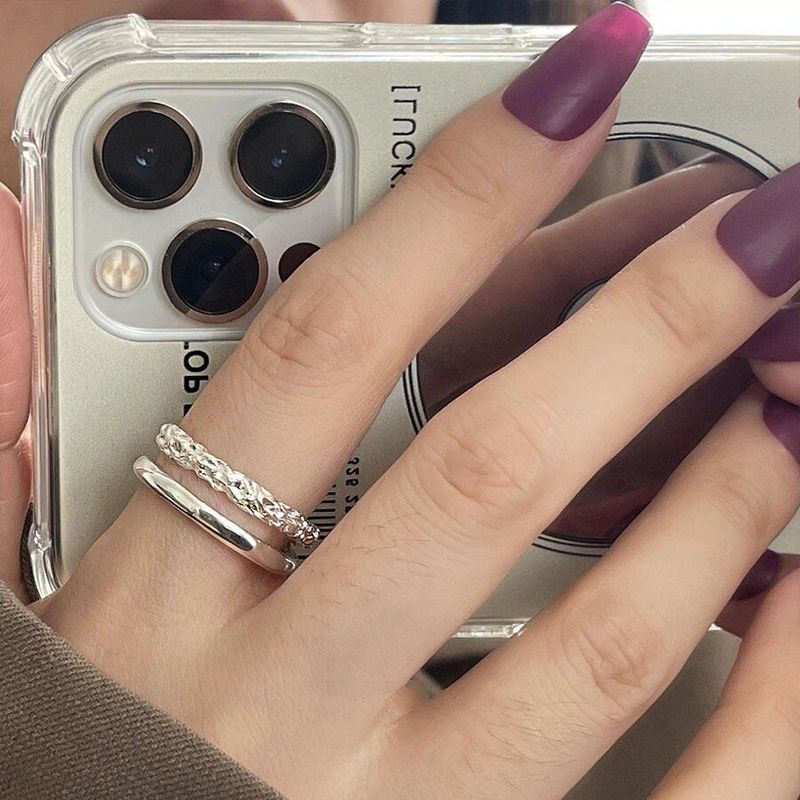 S Pure Silver High-end Emerald Zircon Ins Women's Niche Light Luxury Design Irregular Double Index Finger Ring_voghion.com