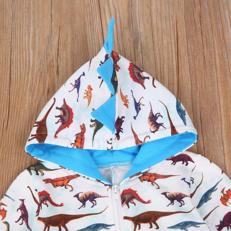 Kinderkleidung Zweiteiliges Set mit langärmligen Strickjacken und Hosen mit Dinosaurier-Print_voghion.com