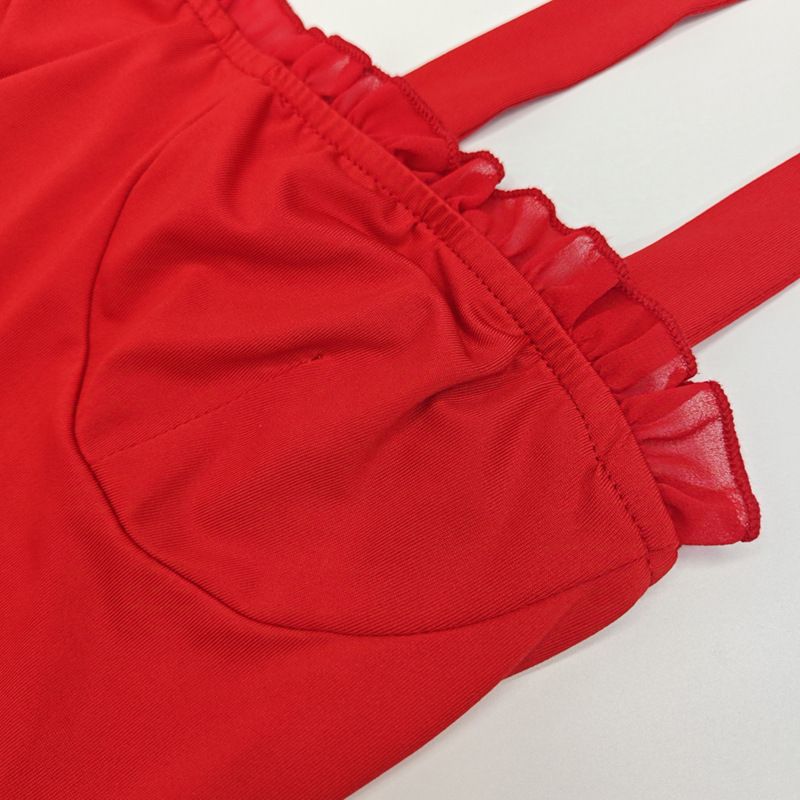 New Sexy Slim Fit Ruffle Edge Dress For Women's Spicy Style Sleeveless Hip Hugging Suspender Skirt_voghion.com