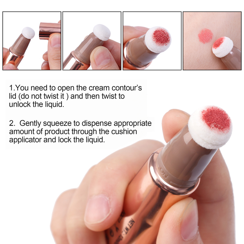 Aplicador de contorno de iluminador líquido multiuso natural macio hidratante cremoso blush líquido para rosto che_voghion.com