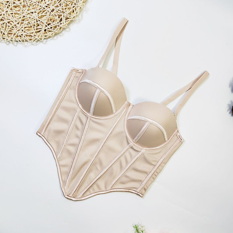 Europäeschen an amerikanesche Street Style onregelméissege Fëschgrat-BH Bannendran Uewerflächenträger weibleche Kierper verengt schéint Réck Tube Top_voghion.com