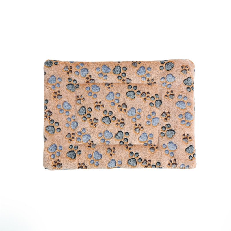 Coral Fleece Pet Paw Print Mat Cat Dog Cage Autumn Winter Thickened Warm Mattress Sleeping Pad_voghion.com