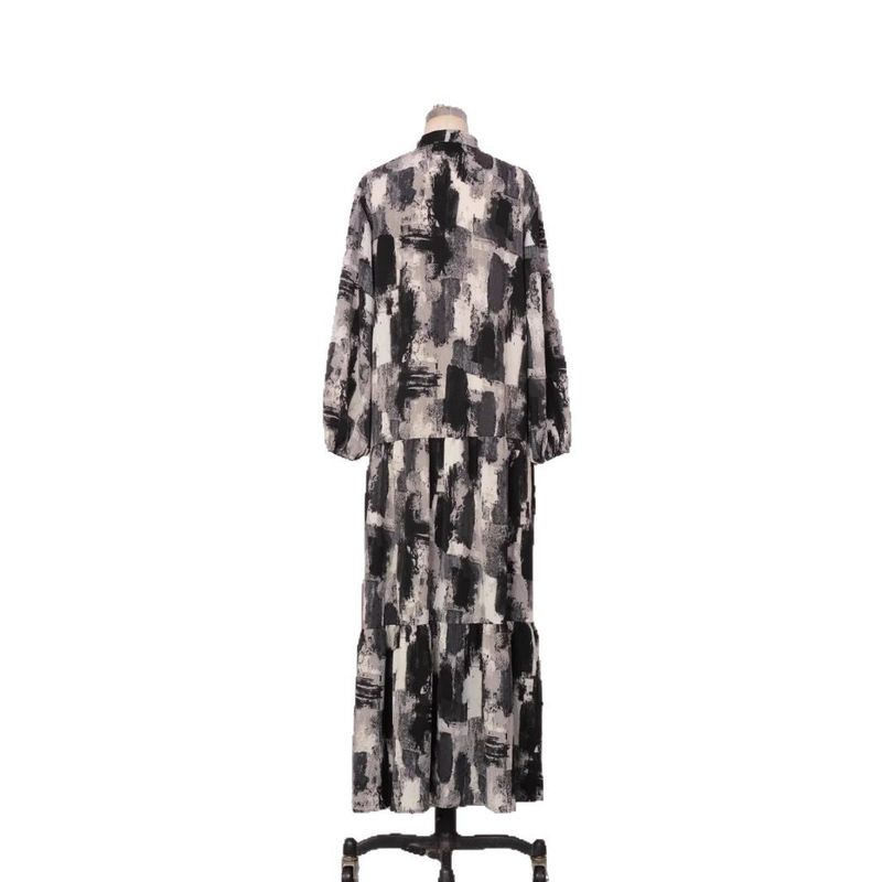 Vestido feminino estilo tinta com gola alta e corte slim, vestido longo, roupa kaftan islâmica muçulmana_voghion.com