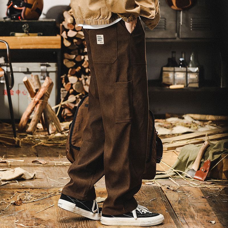 Premium Products American Skin Friendly Wood Cotton Velvet Casual Loose Fit Corduroy For Men, Spring And Autumn Straight Leg Pants_voghion.com