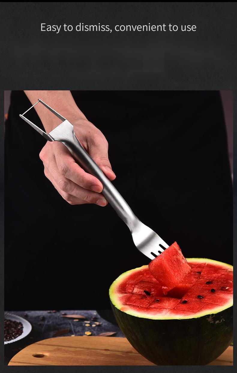 Nuevo cortador de acero inoxidable, utensilio de cocina, cortador de sandía multifuncional, bloqueador, tenedor de fruta_voghion.com