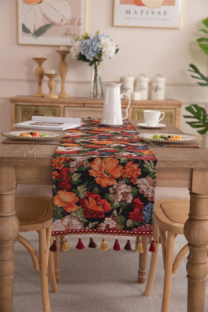 Nuovo copritavolo da caffè in stile americano con nappa in jacquard di poliestere, copriletto e copriletto_voghion.com