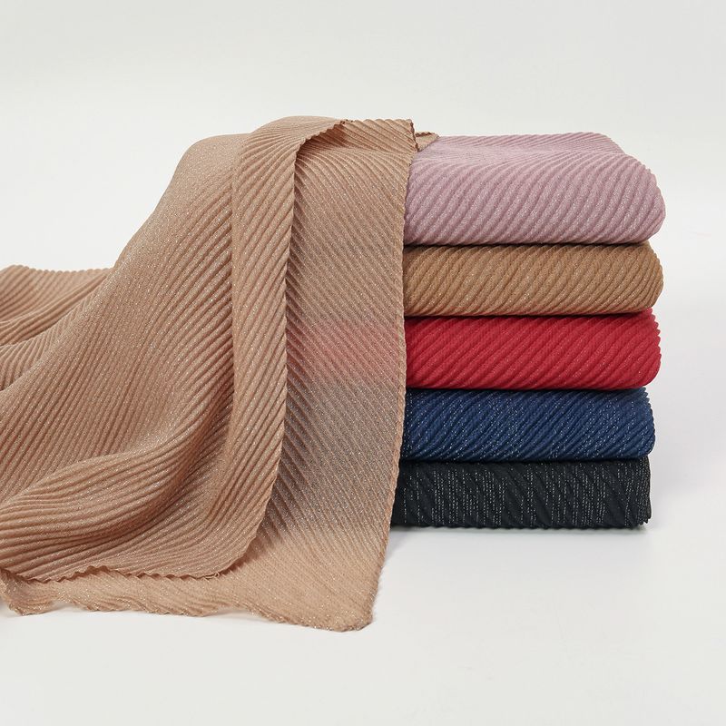 Damenschal, neu, einfarbig, schlicht, silberfarben, Seide, geknittert, lang, elegant, Retro-Stil, ethnisch, modisch, schlicht, vielseitig kombinierbar_voghion.com