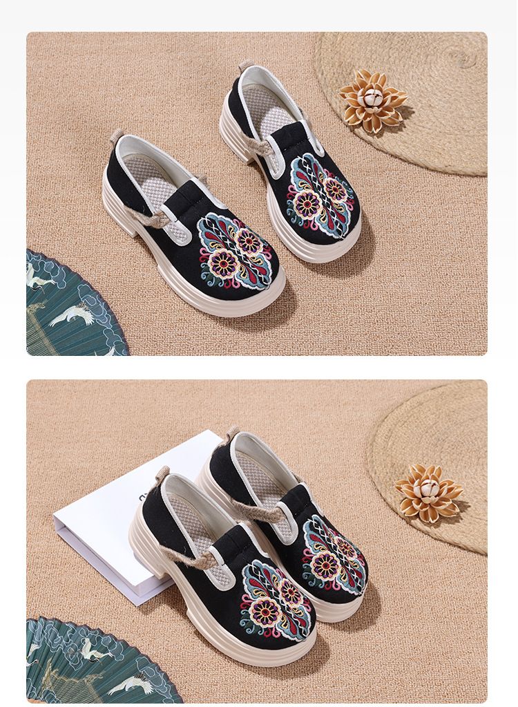 Damenschuhe Bestickte Schuhe Rindsledersohle High Heel Damenschuhe Retro-Stil Ethno-Stil Chinesischer Stil Bestickte Damenschuhe_voghion.com