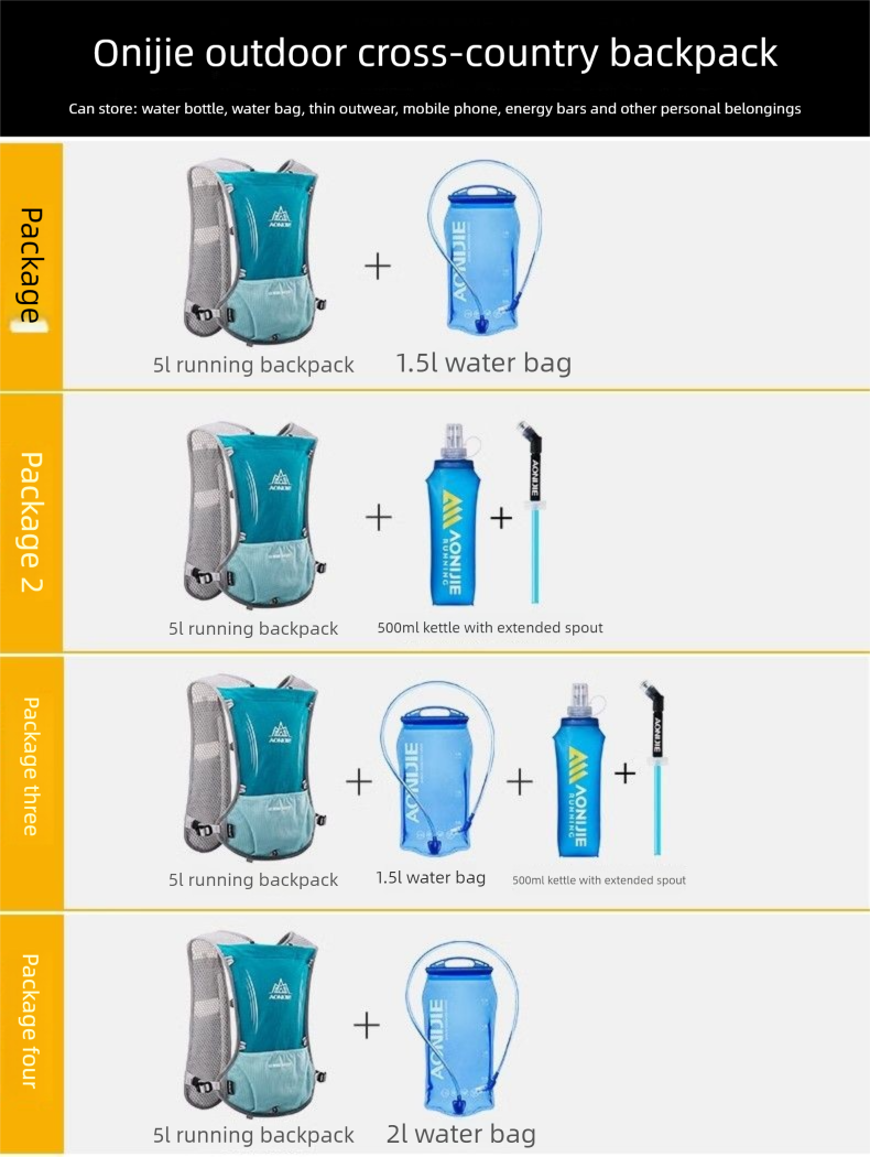 Zaino da trail running Onijie per uomo e donna, doppio spallaccio sportivo, per maratona, all'aperto, grande capacità, escursionismo, arrampicata_voghion.com