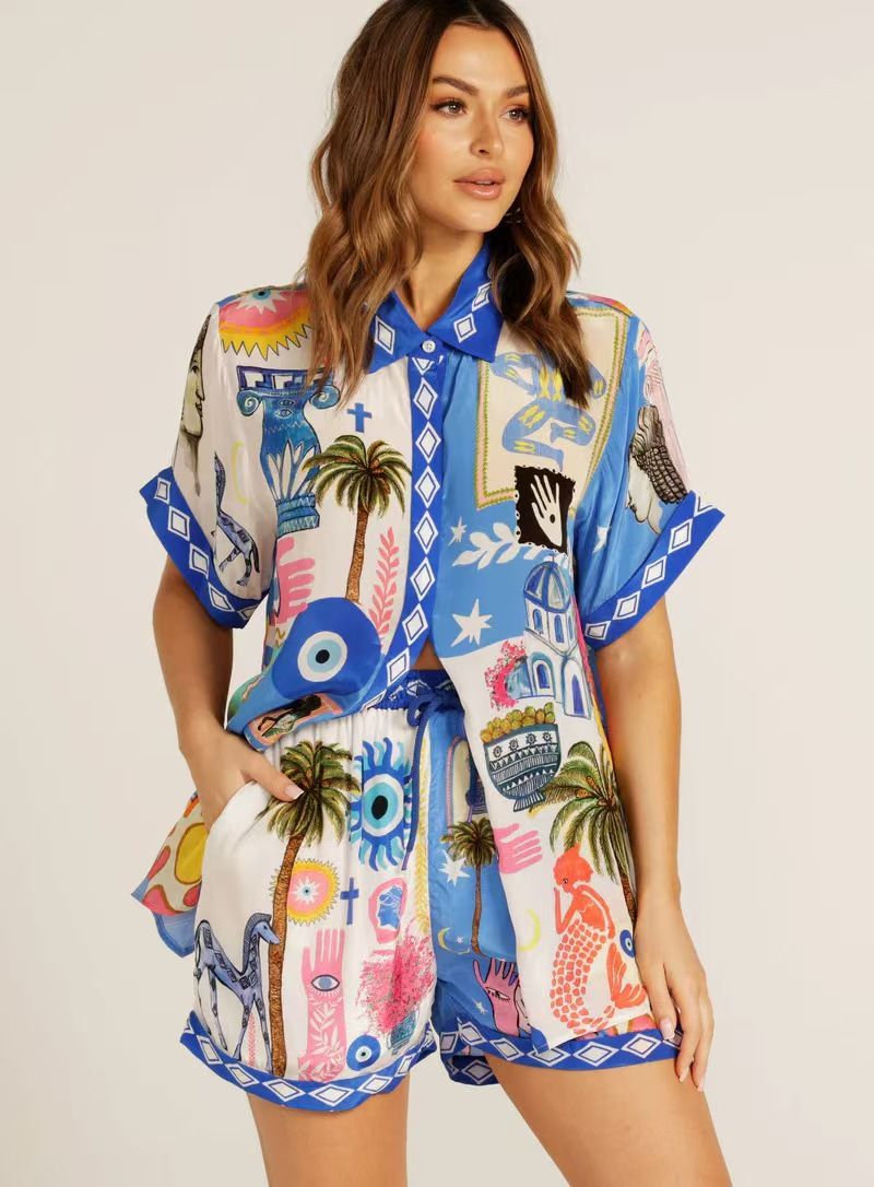 Women's Clothing Casual Fashion Linen Temperament Shirt Shorts Suit_voghion.com