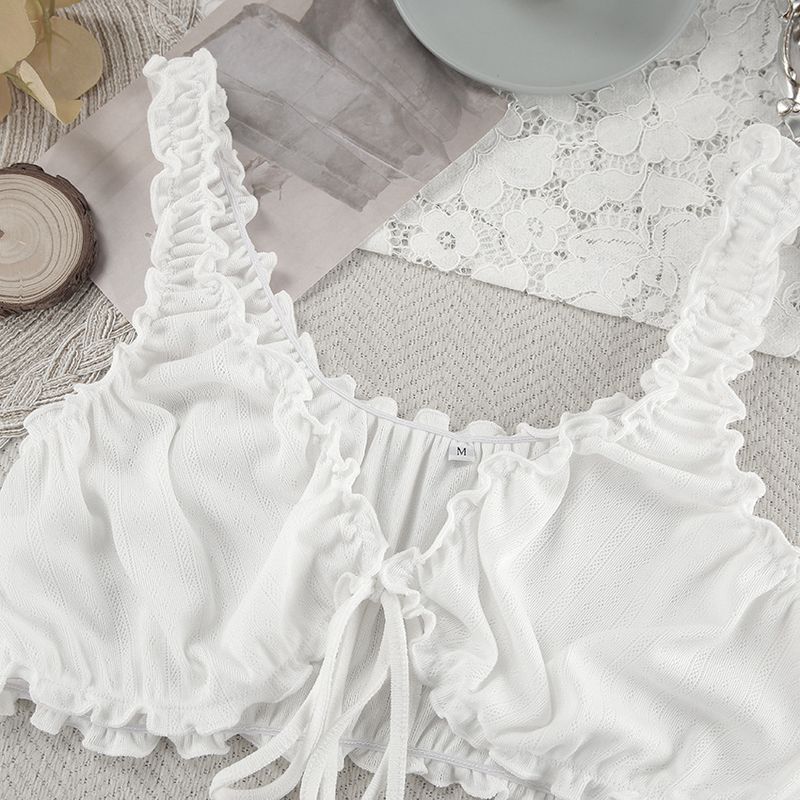 Women's Sleepwears Simple Casual Suspender Shorts Home Clothes Ladies New Knitted Comfortable Lace Up Pajamas_voghion.com