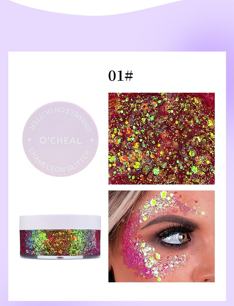 OCHEAL Colorful Sequins Chameleon Eyeshadow Face Sequins Gel Cream Body Face Nightclub Stage Makeup_voghion.com