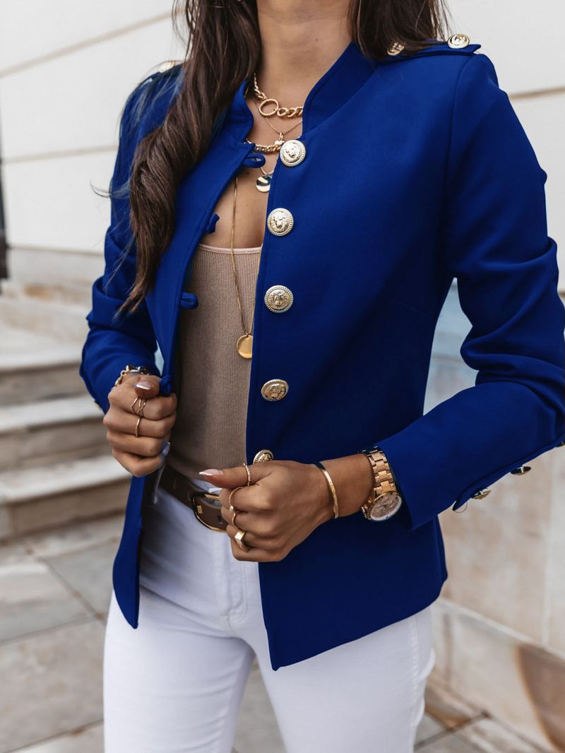 Blazer à manches longues et coupe ajustée pour femme - Veste décontractée à simple boutonnage - Mélange de coton stretch confortable - Plusieurs couleurs_voghion.com
