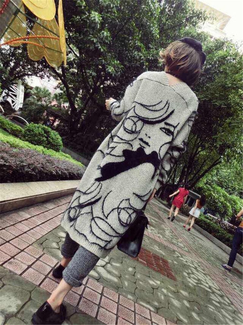 Women's Clothing New Women's Abstract Bat Sleeve Simple Medium Long Sweater Cardigan Jacket _voghion.com