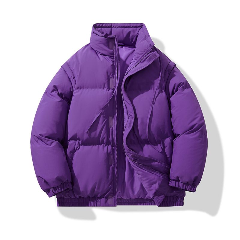 Sleeves Removable Stand-up Collar Cotton-padded Clothes Men's Loose Down Cotton-padded Clothes Stand-up Collar Warm Bread Clothes_voghion.com