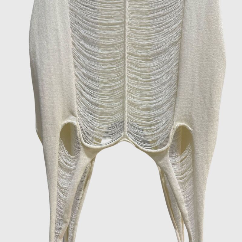 meisje SUBHUMAN | Hollow Out onregelmatig gebreid dames niche-ontwerp Spicy Girl doorschijnende mouwloze dunne top_voghion.com