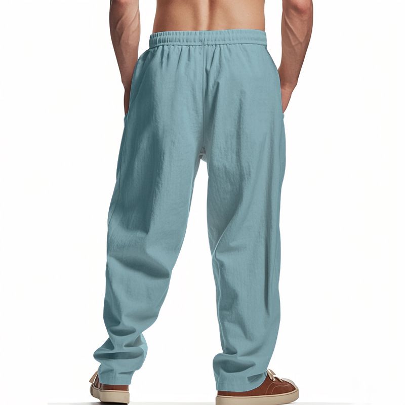 Four Seasons Men's Linen Breathable Bohemian Style Loose Wide-leg Hip-hop Casual Sports Pants_voghion.com