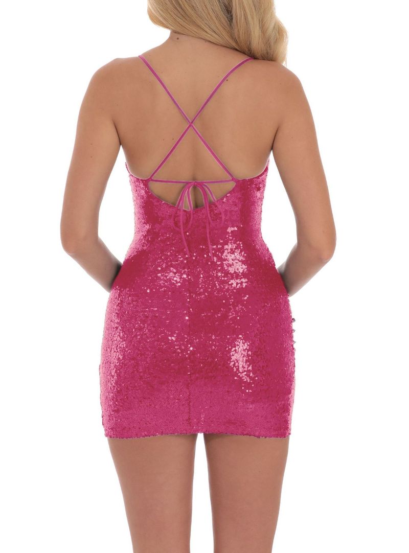 Back Cross-Tie Sequin Bodycon Dress – Stretchy Polyester Spaghetti Strap Midi Dress For Women (Blue/Gold/Red/Sky Blue/Black/Green)_voghion.com