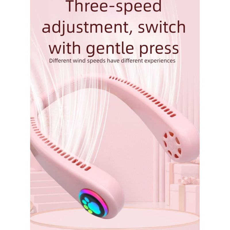 Tragbarer Mini-Lüfter ohne Flügel, zum Aufhängen am Hals, für Studenten, wiederaufladbar, leiser Lüfter, lange Standby-Zeit_voghion.com