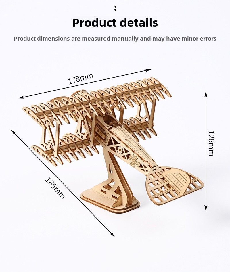 New Aircraft 3D Wooden Three-dimensional Puzzle, Wooden Toys Educational Assembly Toys DIY Creative Ornaments_voghion.com