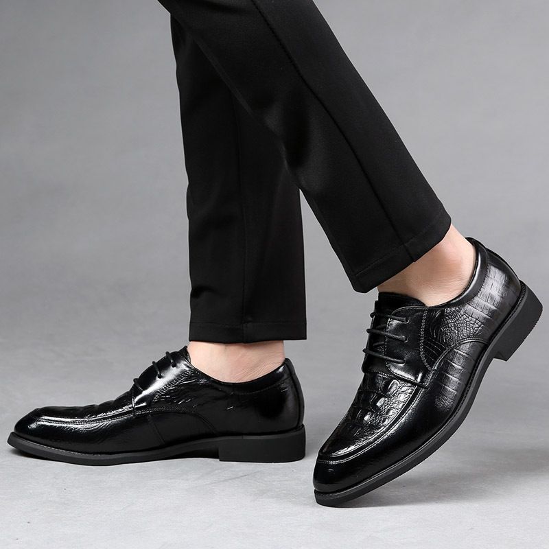 Suitable For All Seasons 2025 Autumn Cowhide Korean Style Small Size 36 Men's Pointed Breathable Business Formal Leather Shoes_voghion.com