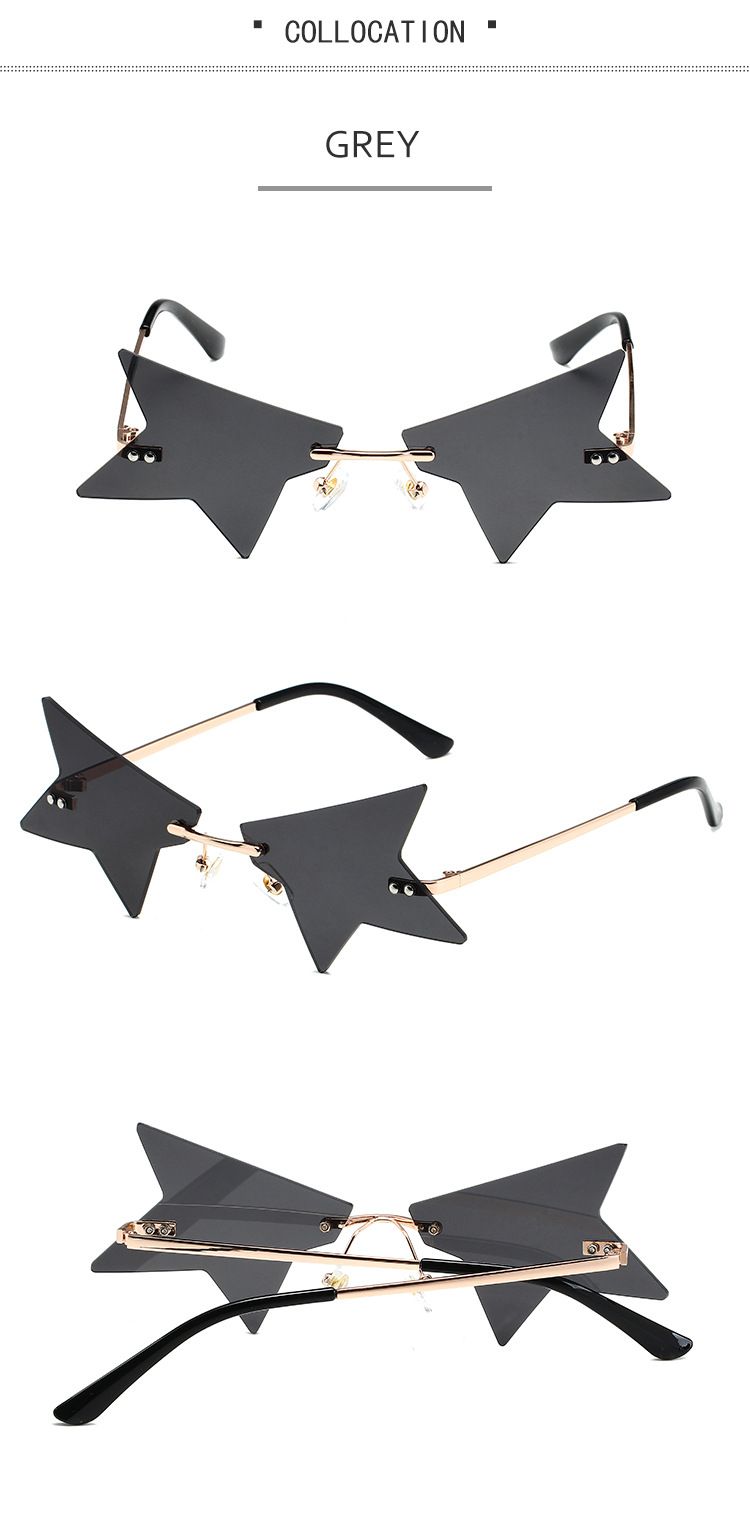 Occhiali da sole a mezza stella - Design creativo senza montatura e poligonale (stile danza e oceano da donna)_voghion.com