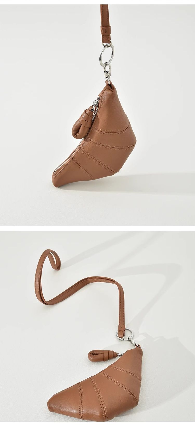 Mini-Croissant zum Aufhängen am Hals 2024 Neue Schaffellnische kann Knödel aus echtem Leder singen Geldbörse in Kartentasche für Frauen_voghion.com