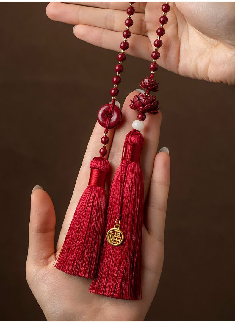 Hochwertiger Lotus Peace Zinnober-Anhänger, neues Modell, für Damen und Herren, zur Befestigung am Auto-Rückspiegel, als Geschenkidee_voghion.com